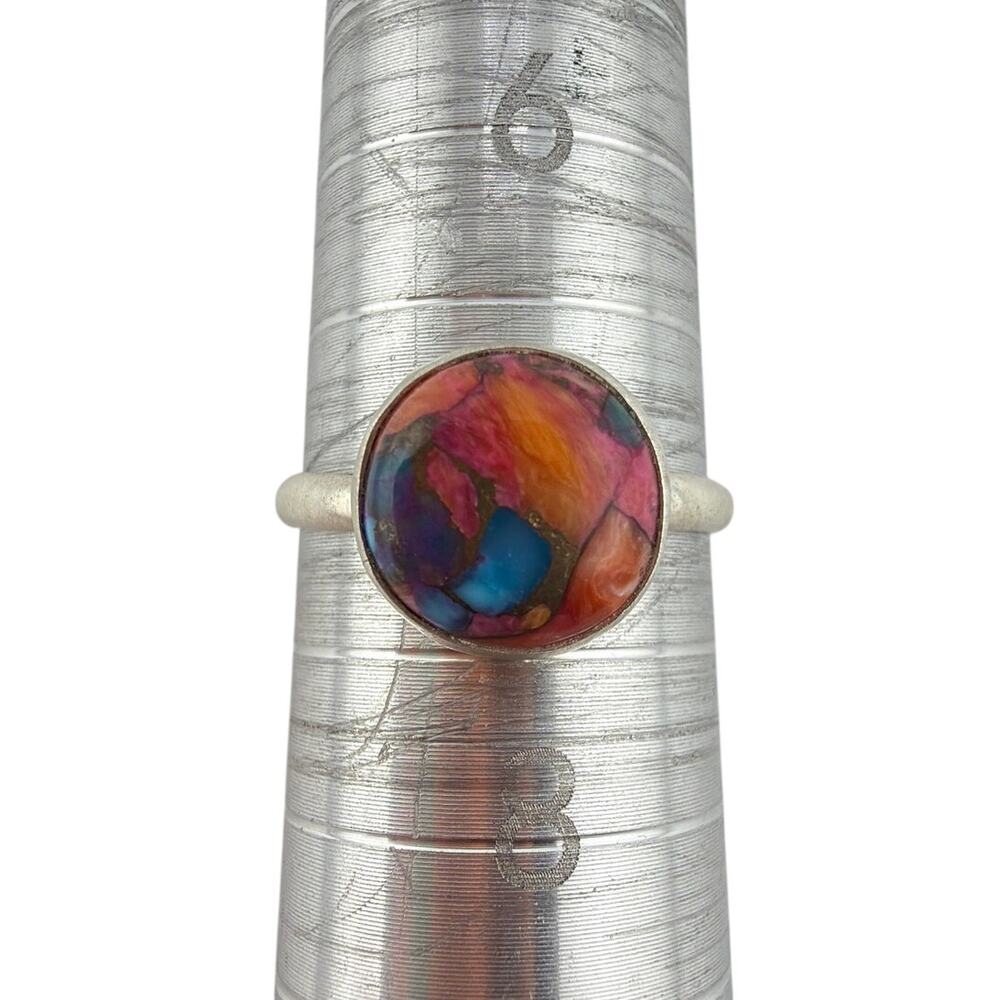 Sterling Silver Orange Oyster Copper Turquoise Ring Size 6.5